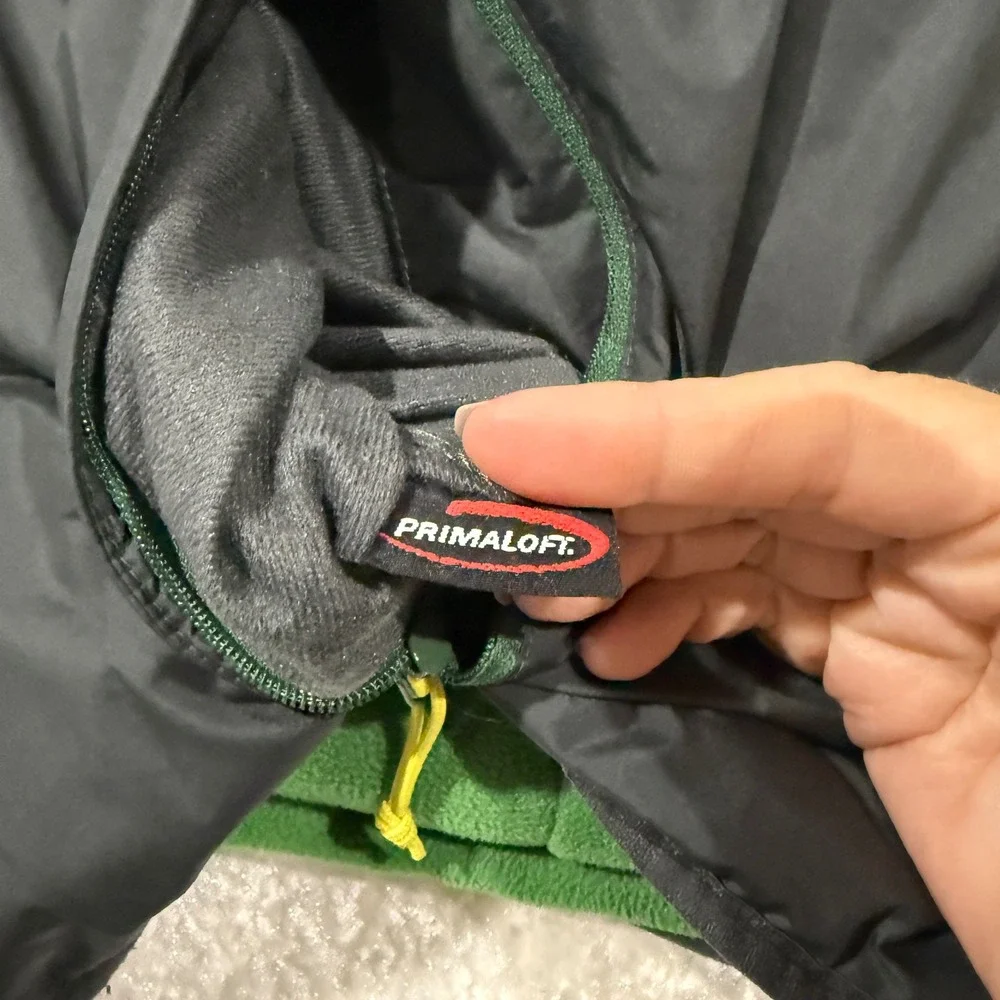 The North Face Vest Men Large Green Grey Reversible PrimaLoft Fleece Puffer